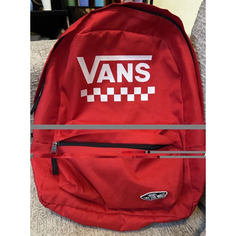 EUC Vans Street Sport Realm Backpack RED W/LG Logo Travel School Skater